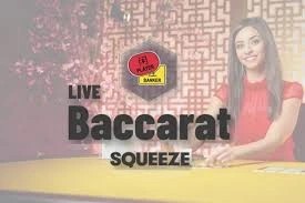 Baccarat Squeeze online game logo by Evolution on starzino-app.nl